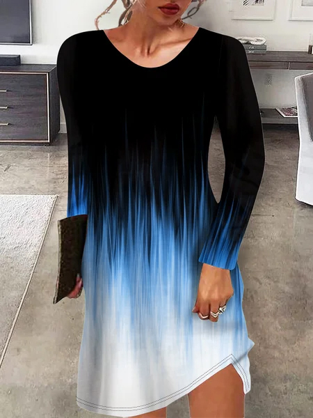 

Women's Geometric Color Block Casual Dress, Blue, Dresses