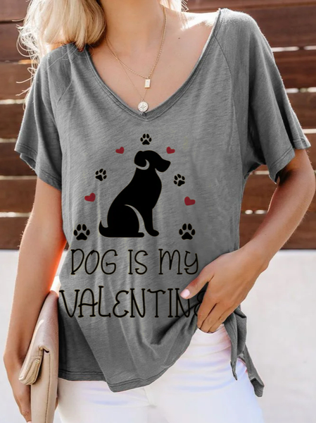 

Casual Loose V Neck T-Shirt, Gray, Tees & T-shirts