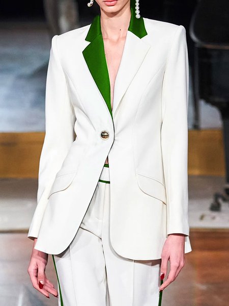 

Urban Color Block Lapel Collar Blazer, White, Blazers