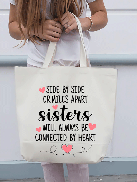

Text Letters Valentine's Day Shopping Tote, White, Bags