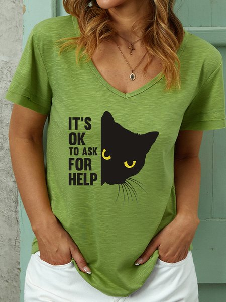 

Lilicloth X Jessanjony It's Ok To Ask For Help Women's V Neck T-Shirt, Green, T-shirts