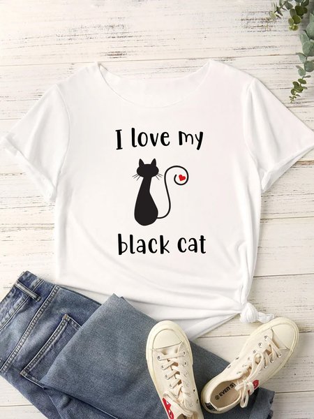 

Lilicloth X Jessanjony I Love My Black Cat Women's T-Shirt, White, T-shirts