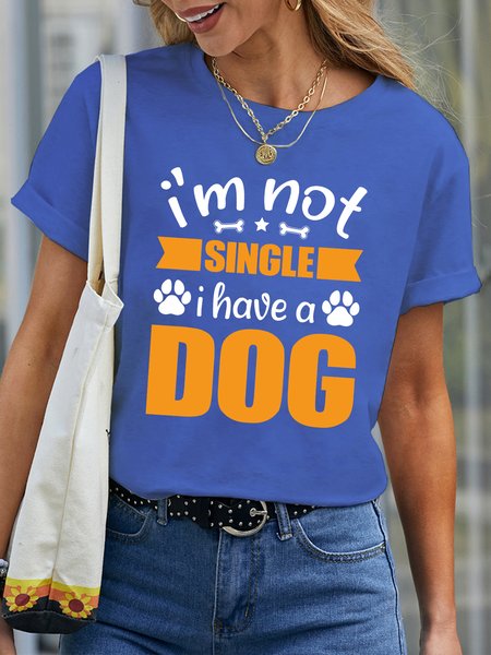 

Lilicloth X Jessanjony Valentine's Day I'm Not Single I Have A Dog Women's T-Shirt, Blue, T-shirts