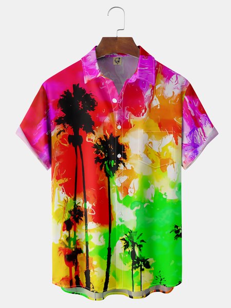 

Pop Art Coconut Chest Pocket Short Sleeve Hawaiian Shirt, Green, Men Shirts