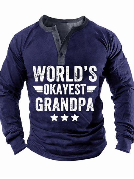 

Men’s World’s Okayest Grandpa Casual Regular Fit Top, Deep blue, Long Sleeves