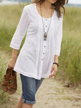 

Casual Cotton And Linen Regular Fit Plain Blouse, White, Shirts & Blouses