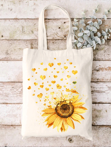 

Sunflower Heart Valentine's Day Shopping Tote, Beige, Bags