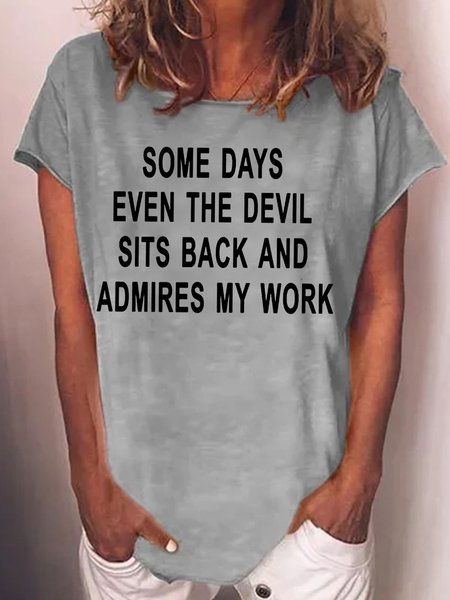 

Women's Casual Funny Letter T-Shirt, Gray, T-shirts