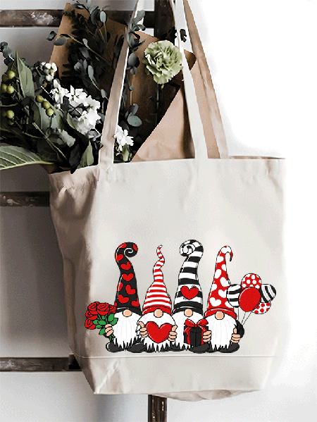 

Funny Elves Valentine's Day Shopping Tote, White, Bags