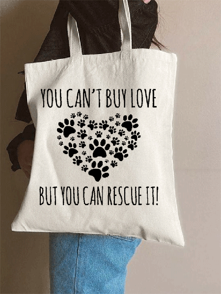 Valentine's Day Shopping Tote, Beige, Bags