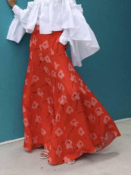 

Daily Floral Elegant Regular Fit Fashion Pants, Red, Pants