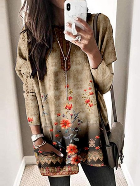 

Casual Ombre Crew Neck Regular Fit Dress, Khaki, Dresses