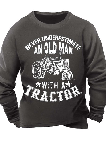 

Men’s Never Underestimate An Old Man With A Tractor Text Letters Casual Regular Fit Sweatshirt, Deep gray, Hoodies&Sweatshirts