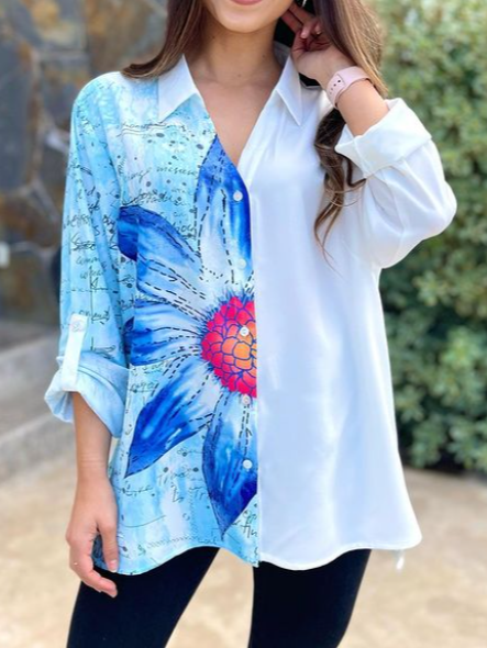 

Loose Floral Casual Blouse, Multicolor, Shirts & Blouses