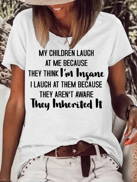 

Women's Funny letter Casual T-Shirt, White, T-shirts