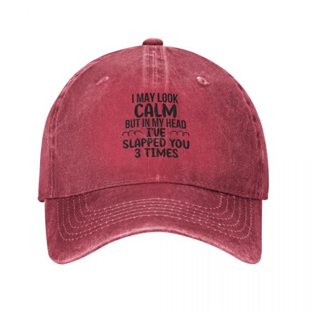 

Funny I May Look Calm Adjustable Hat, Red, Men's Accessories