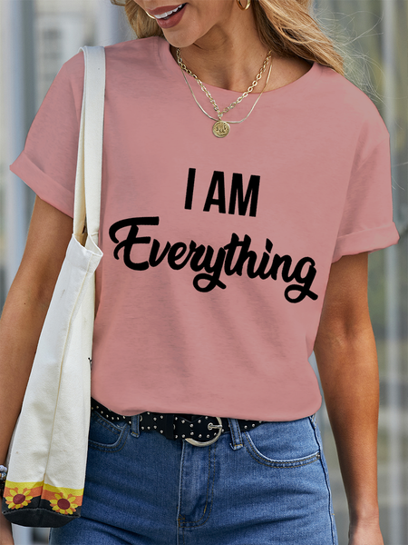 

Women's I Am Everything Casual Loose Crew Neck Couples T-Shirt, Pink, T-shirts