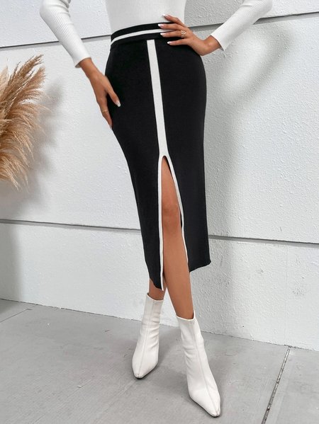 

Elegant Plain Regular Fit Skirt, Black, Skirts