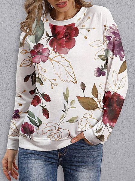 

Regular Fit Floral Casual Sweatshirt, White, Sweatshirts & Hoodies