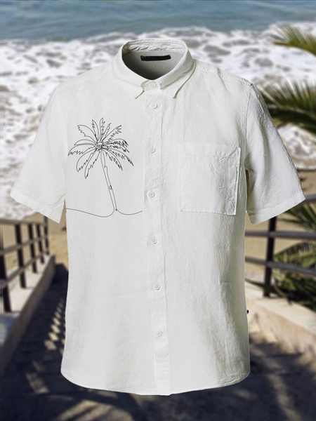 

Coconut Tree Short Sleeve Resort Shirt, As picture, Men Shirts