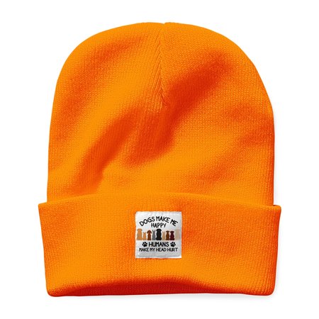 

Dogs Make Me Happy Humans Make My Head Hurt Beanie Hat, Orange, Hats