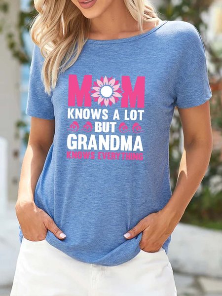 

Lilicloth X Jessanjony Mom Knows A Lot But Grandma Knows Everything Women's T-Shirt, Blue, T-shirts