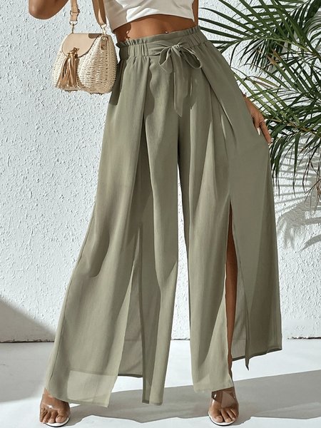 

Plain Loose Casual Casual Pants, Green, Pants