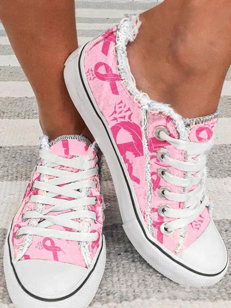 

Pink Awareness Ribbon Canvas Sneakers, Sneakers