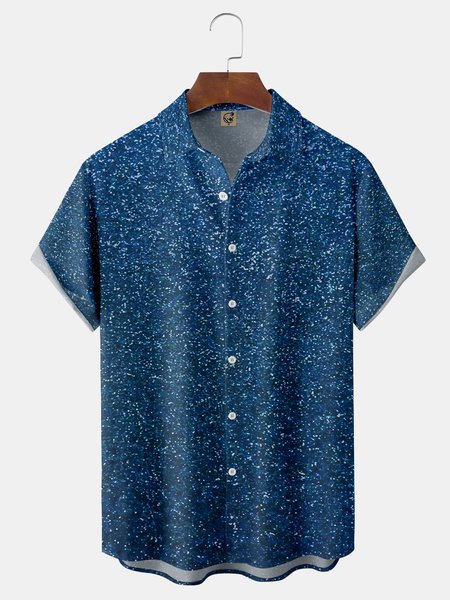 

Funky Flash Chest Pocket Short Sleeve Casual Shirt, Blue, Men Shirts