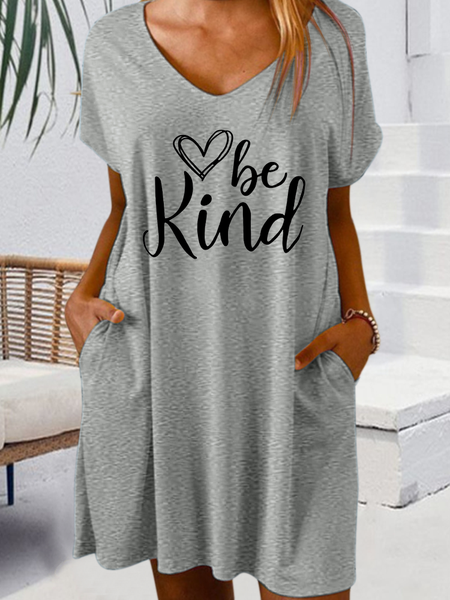 

Women's Be Kind Casual V Neck Dress, Gray, Dresses