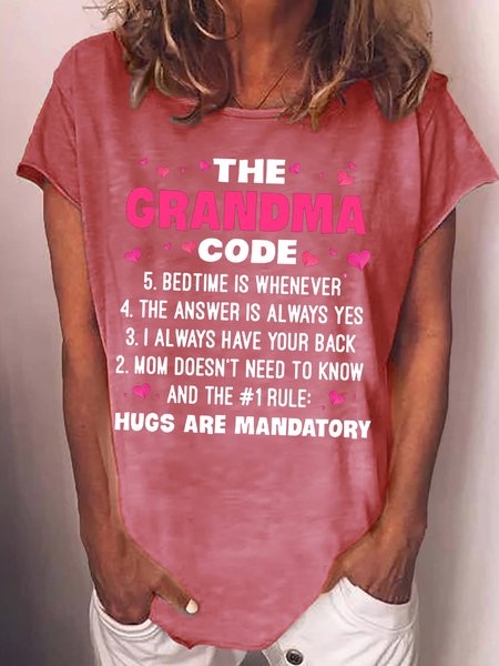 

Women's The Grandma Code Letters Casual T-Shirt, Red, T-shirts
