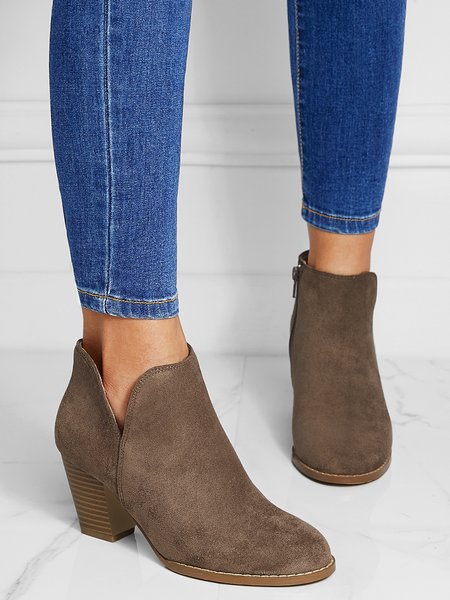 

Solid Suede Casual Ankle Boots, Brown, Boots