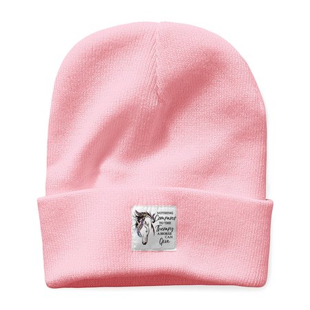 

The Therapy A Horse Can Give Simple Dog Loose Beanie Hat, Pink, Hats