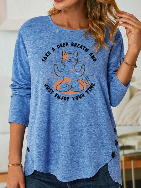 

Lilicloth X Manikvskhan Yoga Cat Women's Long Sleeve T-Shirt, Blue, Long sleeves