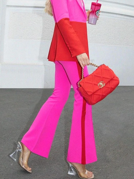 

Urban Regular Fit Color Block Fashion Long Pants, Red, Pants