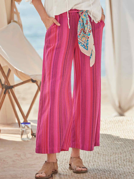 

Striped Casual Loose Casual Pants, Pink, Pants
