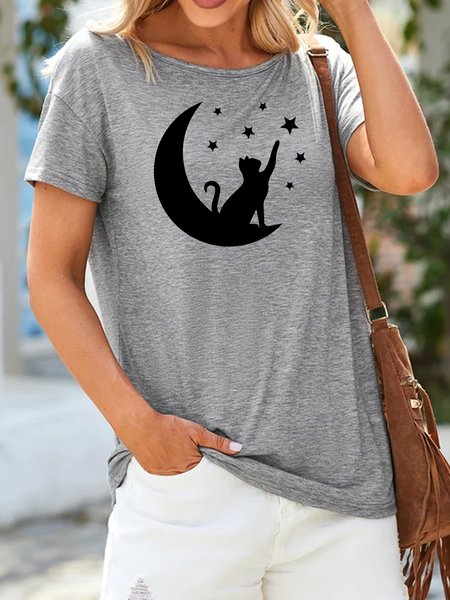 

Lilicloth X Manikvskhan Moon Stars Cat Women's T-Shirt, Gray, T-shirts