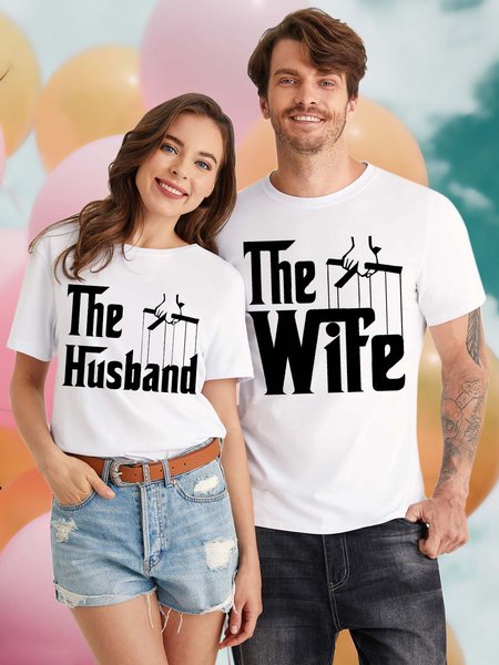 

Men’s The Wife Couple Crew Neck Casual T-Shirt, White, T-shirts