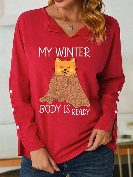 

Lilicloth X Manikvskhan My Winter Body Is Ready Women's Shawl Collar Sweatshirt, Red, Hoodies&Sweatshirts