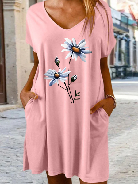 

Women's Casual Floral Loose Dress, Pink, Dresses