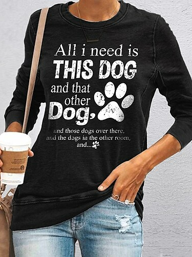 

Text Letters Casual Crew Neck Sweatshirt, Black, Sweatshirts & Hoodies