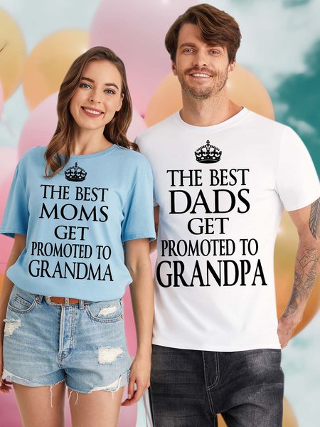 

Women’s The Best Moms Get Promoted To Grandma Couple Casual Cotton Crew Neck T-Shirt, Light blue, T-shirts