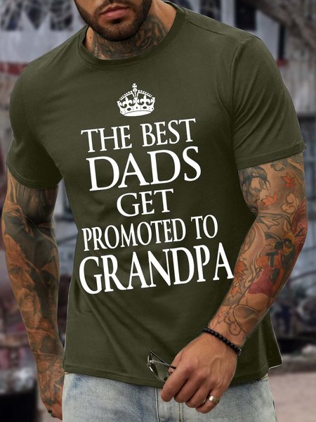 

Men’s The Best Dads Get Promoted To Grandpa Couple Casual Regular Fit T-Shirt, Army green, T-shirts