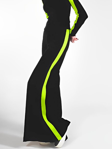 

Simple Plain Regular Fit Casual Pants, Black, Pants