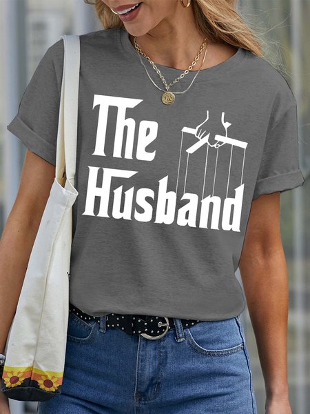 

Women’s The Husband Couple Loose Casual T-Shirt, Gray, T-shirts