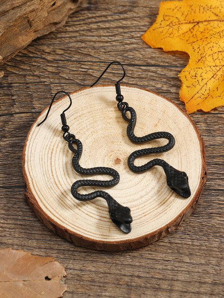 

Ethnic Vintage 3D Snake Pattern Earrings Boho Holiday Party Jewelry, Black, Earrings