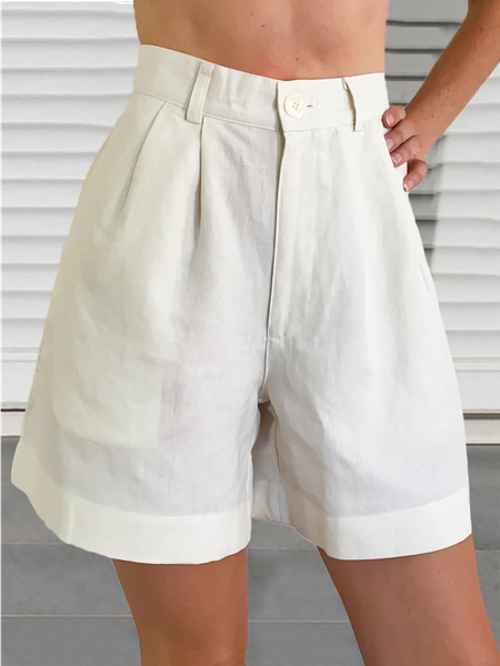 

Casual Loose Plain Casual Pants, White, Bottoms