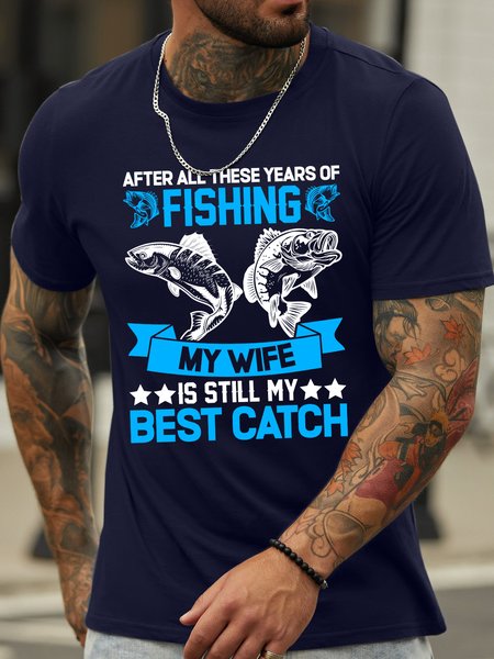 

Lilicloth X Jessanjony After All These Years Of Fishing My Wife Is Still My Best Catch Men's T-Shirt, Purplish blue, T-shirts