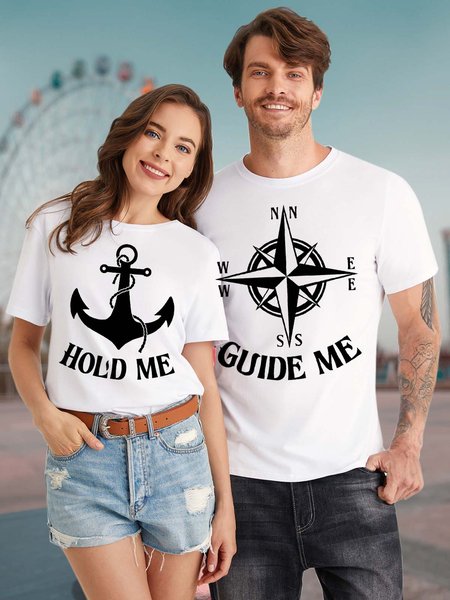 

Men’s Guide Me Couple Regular Fit Casual T-Shirt, White, T-shirts