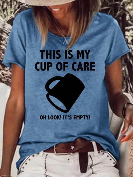 

Womens Funny Letter This Is My Cup Of Cup Casual T-Shirt, Blue, T-shirts